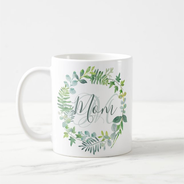 Mamma Greenery Watercolor Foliage Wandeans Kaffemugg (Vänster)