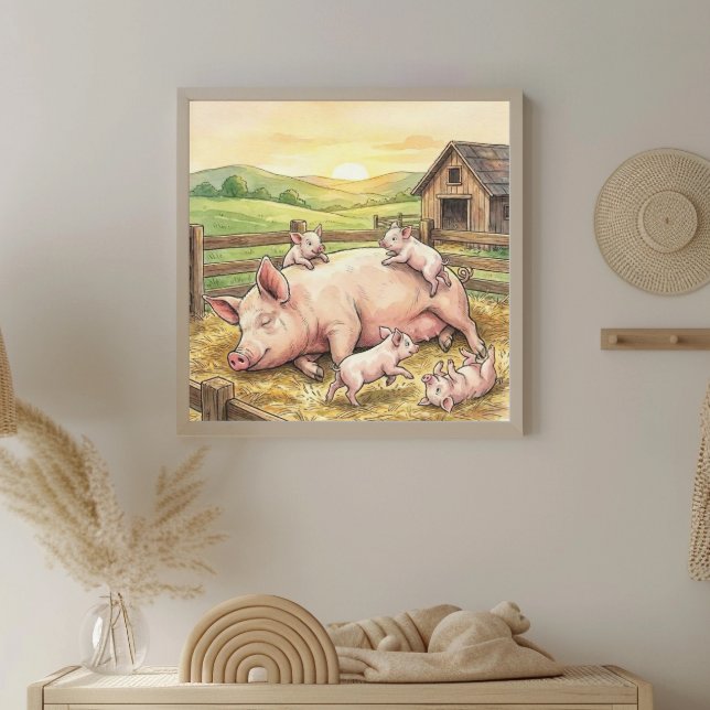 Mamma Gris och Smågrisar Barnkammare Poster (Skapare uppladdad)
