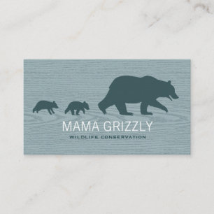 Mamma Grizzly Bear med Unge Silhouettes Wildlife Visitkort