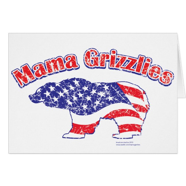 Mamma-Grizzly-Distress Hälsningskort (Framsidan Horizontal)