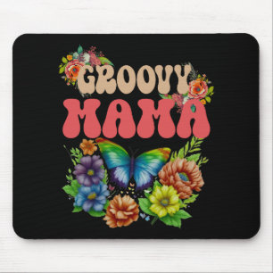 Mamma Groovy Blommigt, Retro Mors dag Colorful Musmatta