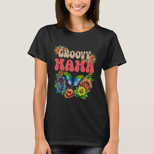 Mamma Groovy Blommigt T Shirt (Framsida)
