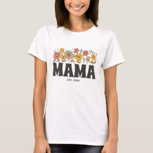 Mamma Groovy Flower Retro Vintage Blommigt Anpassn T Shirt
