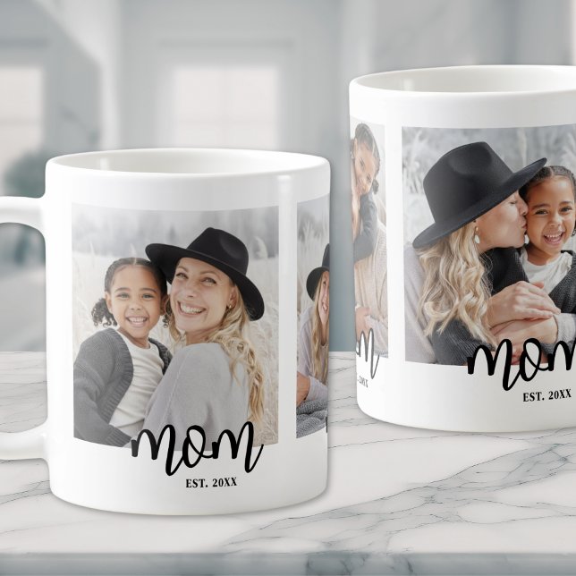 Mamma Grundad 3 Fotosammanställning Kaffemugg (Mom Established 3 Photo Collage Coffee Mug)
