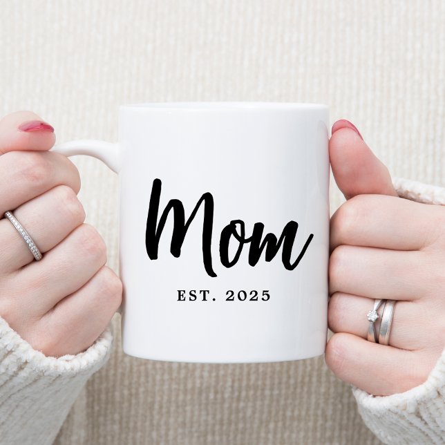 Mamma Grundad År Ny Mamma Present Kaffemugg (Mom Established Year Elegant Script Font New Mother Gift Coffee Mug)