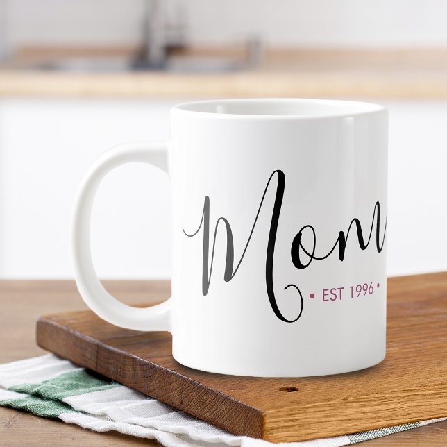 Mamma Grundad År Personlig Jumbo Mugg (Mom Established Year Personalized Giant Coffee Mug)