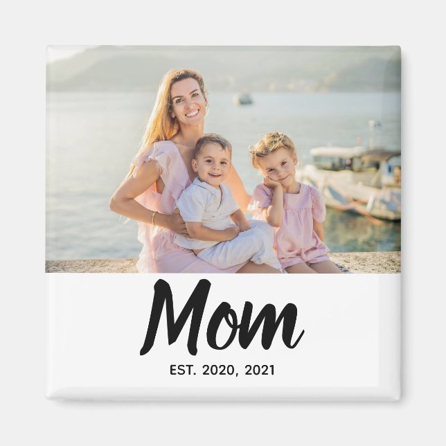 Mamma Grundad Datum Mors Dag Foto Magnet (Framsidan)