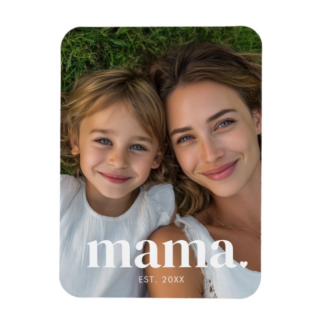Mamma Grundad Foto Magnet (Vertikal)