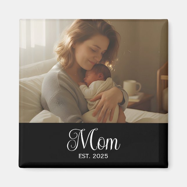 Mamma Grundad Foto Mors Dag Magnet (Framsidan)