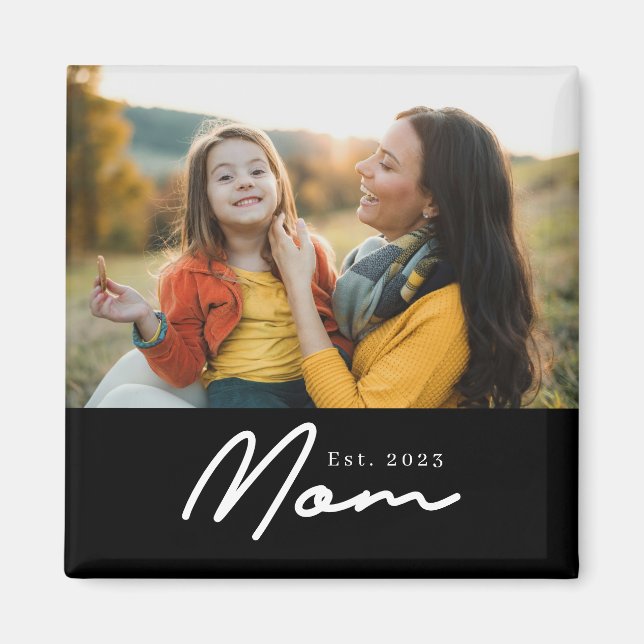 Mamma Grundad Foto Mors Dag Magnet (Framsidan)