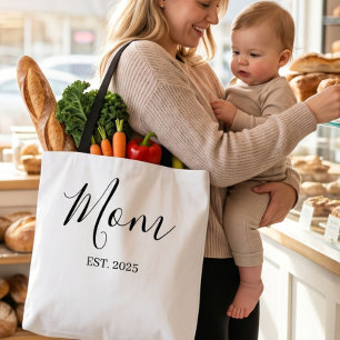 Mamma Grundad Ny Mamma Minimalistisk Present Tygkasse