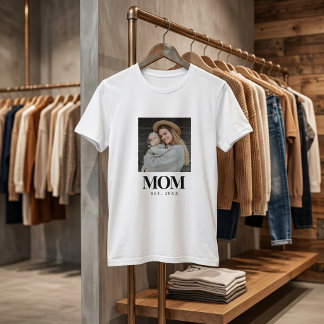 Mamma Grundad Svart Typografi Foto Present T Shirt