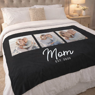 Mamma Grundade Elegant Skrift Svart 3 Foto Fleecefilt
