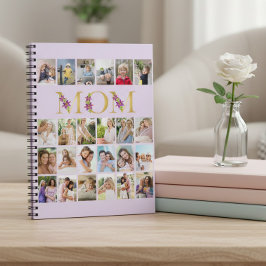 Mamma Guld Blommiga Bokstäver 24 Vertikal Fotokoll Anteckningsbok