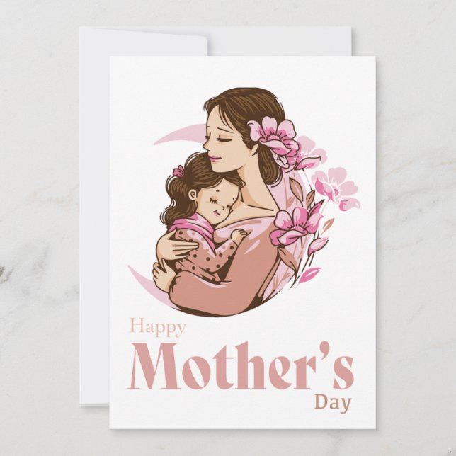 Mamma håller spädbarnsdotter Moon Flower på mors d Julkort (Framsida)