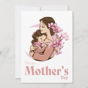 Mamma håller spädbarnsdotter Moon Flower på mors d Julkort