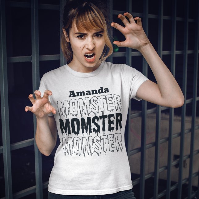 Mamma Halloween Momster-fallssäsong T Shirt (Mom Halloween Momster fall spooky season Tri-Blend Shirt)