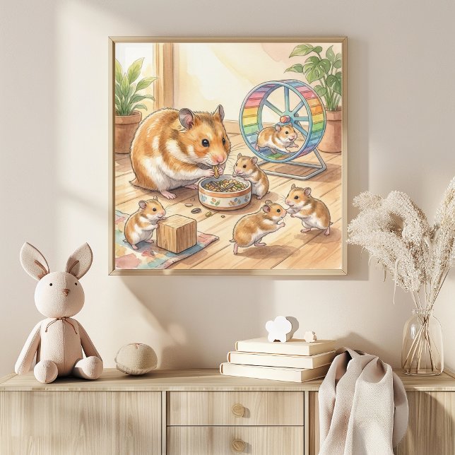 Mamma Hamster och Bebisar Barnkammare Poster (Skapare uppladdad)