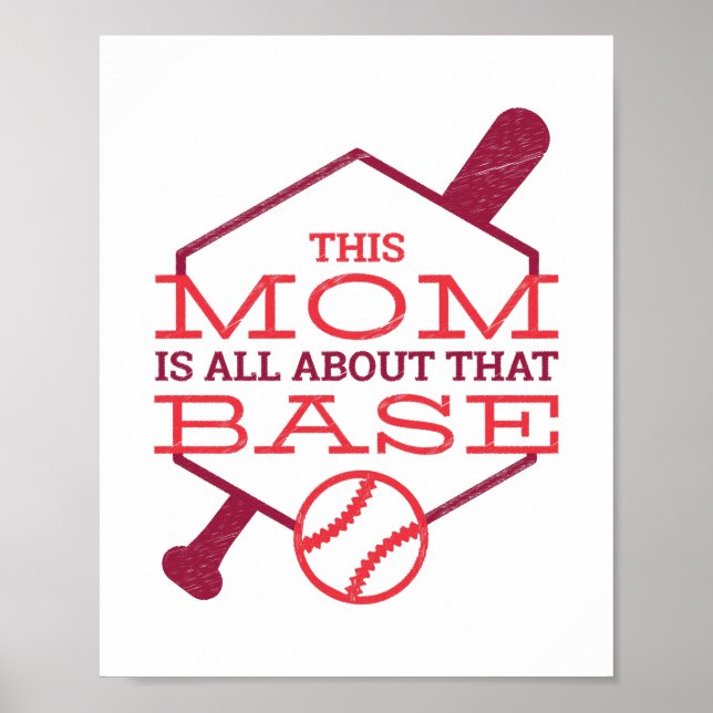 Mamma handlar om BASE Roligt Baseball Mor Poster (Framsidan)
