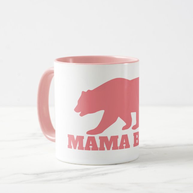 Mamma har silhuettkaffe mugg med rosa handtag (Framsida vänster)