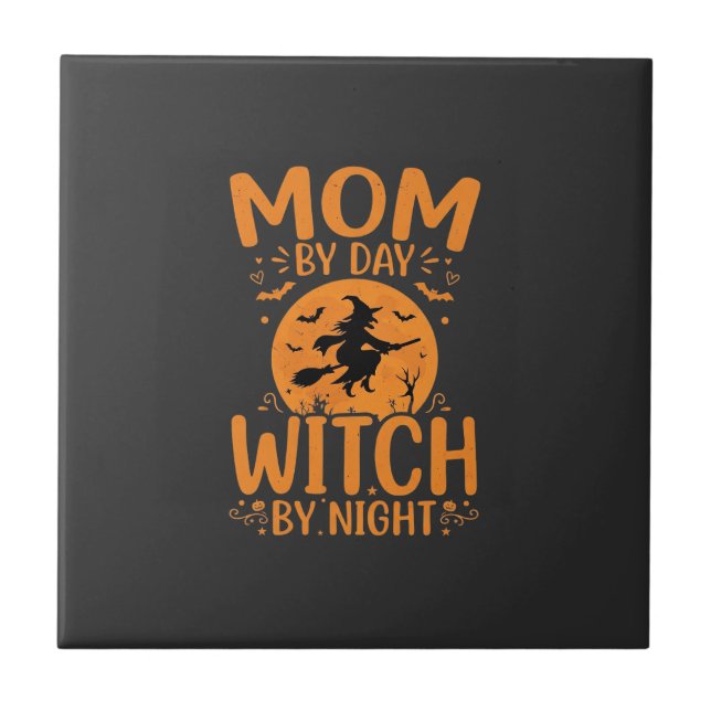 Mamma Häxa Halloween-design Kakelplatta (Framsidan)