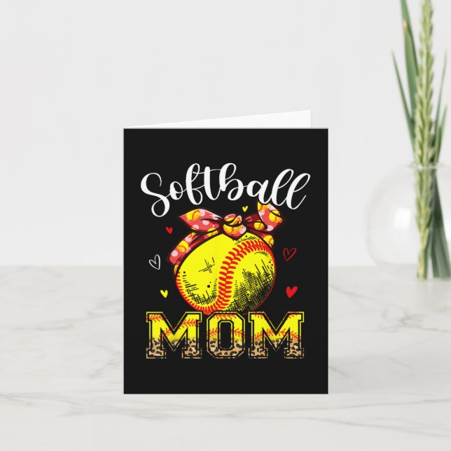Mamma Headband Leopard Softball Boll Mors dag Mam Kort (Framsida)