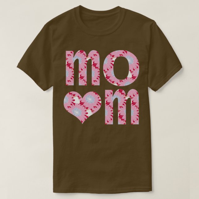 Mamma Heart Blommigt Art Typography T Shirt (Design framsida)