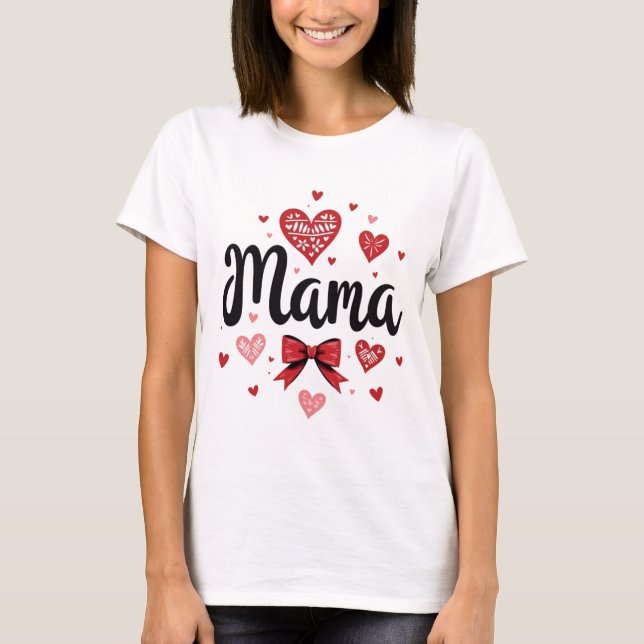 Mamma Heart & Bow T Shirt (Framsida)