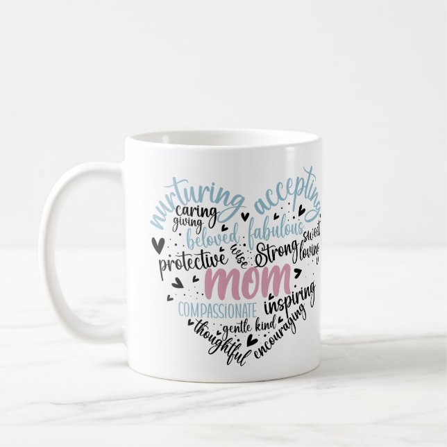 Mamma Heart Loving Caring Sweet Gentle Kaffemugg (Vänster)