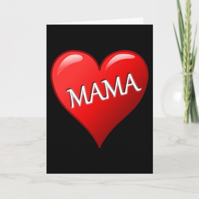 Mamma Heart med svart bakgrund Kort (Framsida)