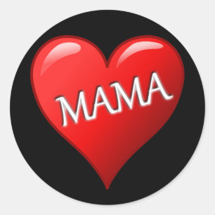 Mamma Heart med svart bakgrund Runt Klistermärke