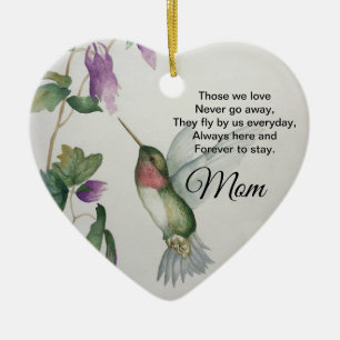 Mamma Heart Memorial går aldrig bort från fågel Julgransprydnad Keramik