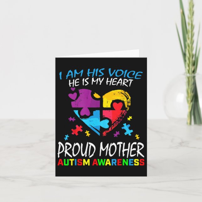 Mamma Heart Mor Puzzle Biet Autism Kort (Framsida)