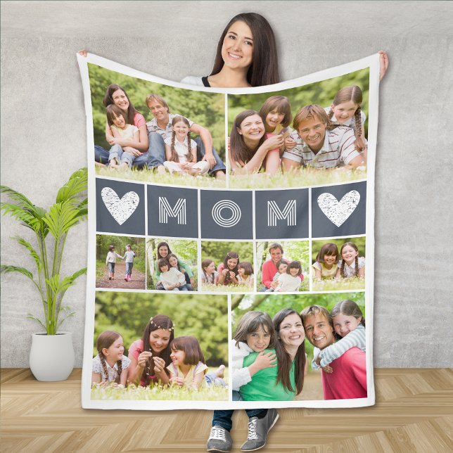 Mamma Heart Photo Collage Fleecefilt (Skapare uppladdad)