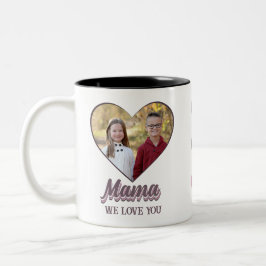 Mamma Heart Photo Gift från Kids Två-Tonad Mugg