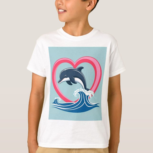 Mamma Heart Spout Whale T Shirt (Framsida)