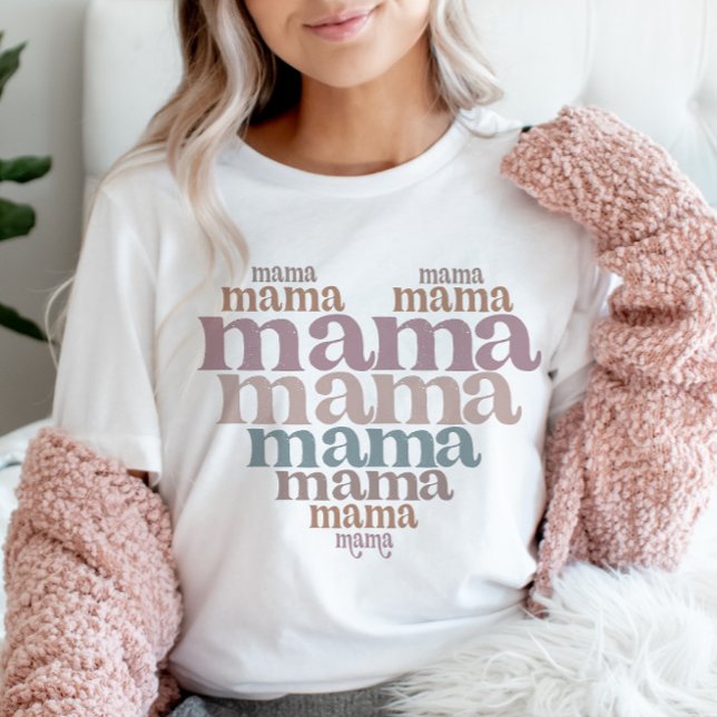 Mamma Heart Stacks Ord Art Retro T Shirt (Skapare uppladdad)