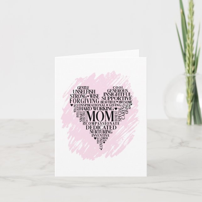 Mamma Heart Typography Ord Cloud Meddelande (Framsida)