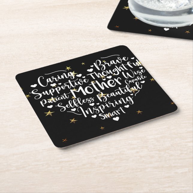 Mamma Heart Underlägg Papper Kvadrat (Vinklad)