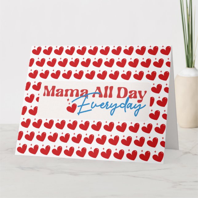 Mamma hela dagen vit vikt gratulationskort kort (Framsida)