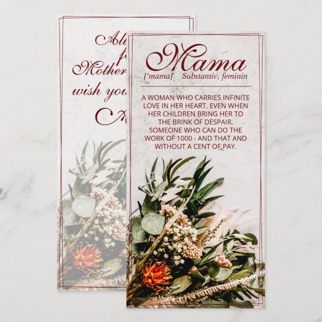 Mamma - helt enkelt oersättlig - Bouquet (Fram/baksida)