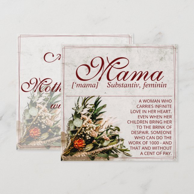 Mamma - helt enkelt oersättlig - Bouquet (Fram/baksida)