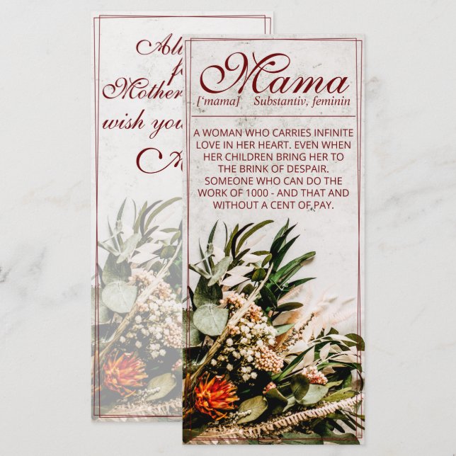 Mamma - helt enkelt oersättlig - Bouquet (Fram/baksida)