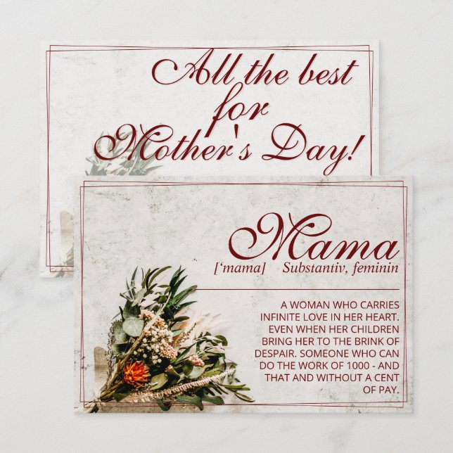 Mamma - helt enkelt oersättlig - Bouquet (Fram/baksida)