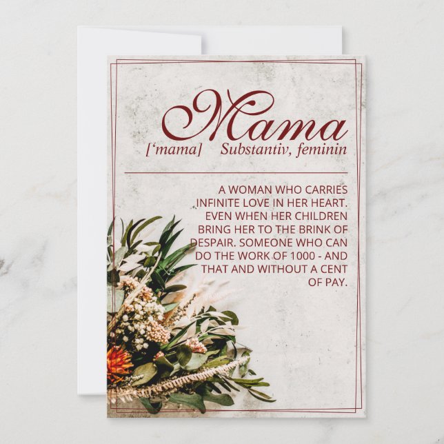 Mamma - helt enkelt oersättlig - Bouquet (Framsida)