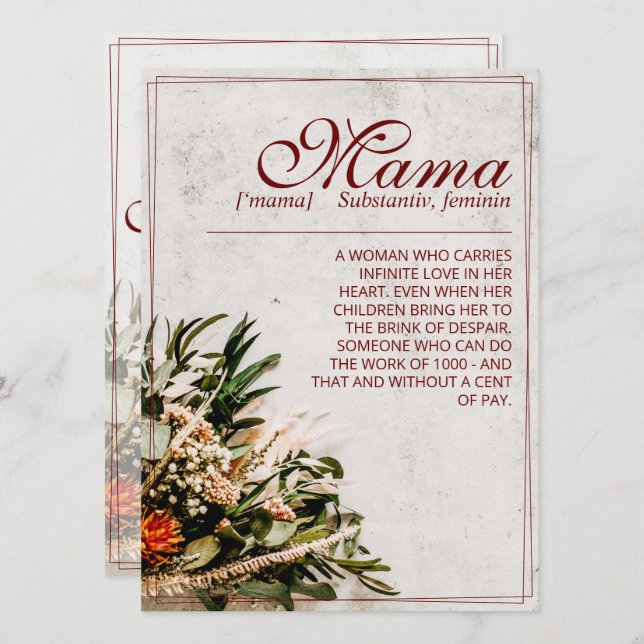 Mamma - helt enkelt oersättlig - Bouquet (Fram/baksida)