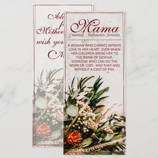 Mamma - helt enkelt oersättlig - Bouquet (Fram/baksida)