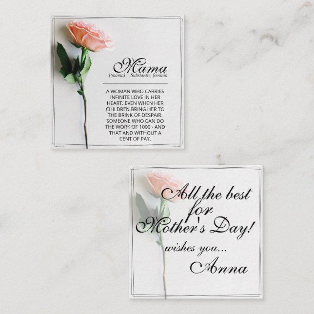 Mamma - helt enkelt oersättlig | Klassiskt kort -  (Fram/baksida)