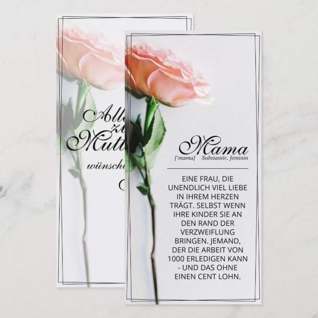 Mamma - helt enkelt oersättlig | Klassiskt kort -  (Fram/baksida)