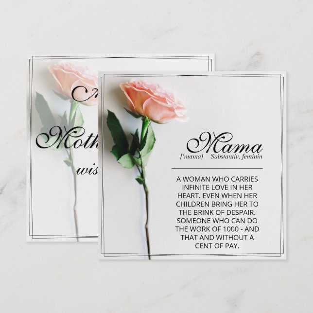 Mamma - helt enkelt oersättlig | Klassiskt kort -  (Fram/baksida)